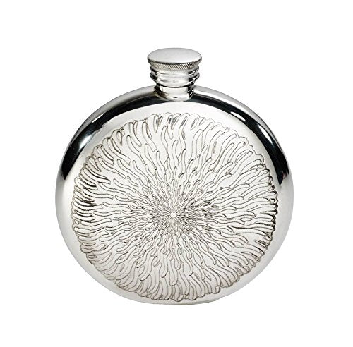 Wentworth Pewter  Sunfish Round Pewter Flask, Spirit Flask, 6oz Capacity