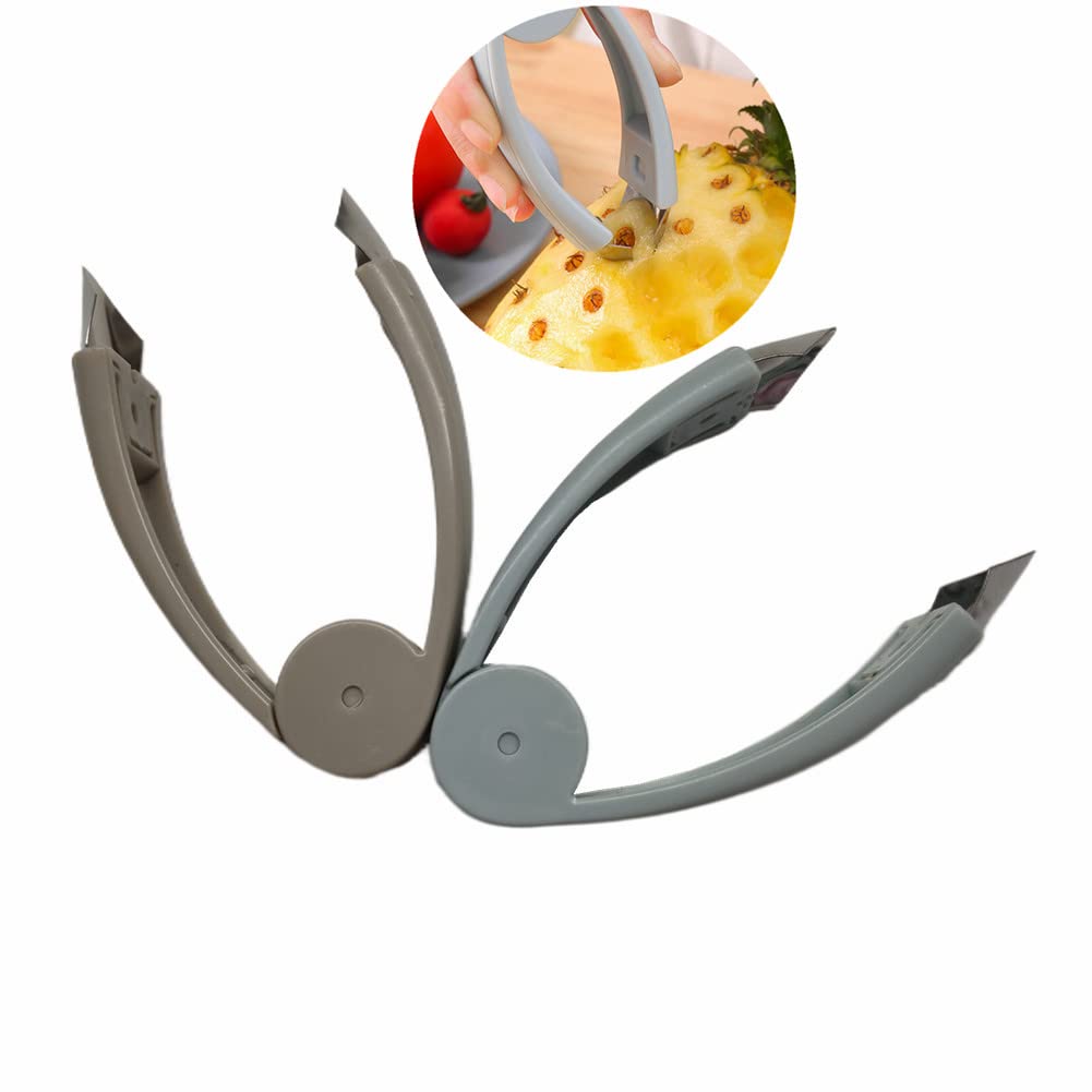 2 Pack Stem Strawberry Huller Remover Clip, Tomato Pineapple Eye Corer, Fruits And Vegetables Eye Peeler Kitchen Gadget Tool (Gr