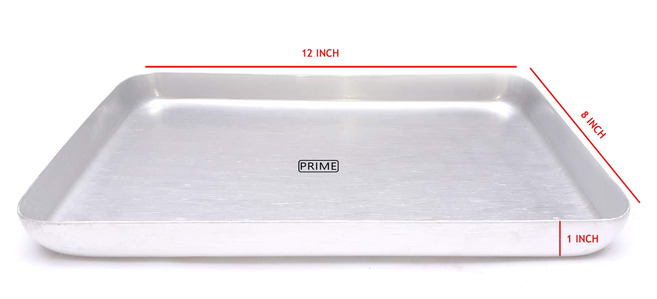 Prime Bakers And Moulders Aluminum Baking Tray, Silver (12X8 Inch)