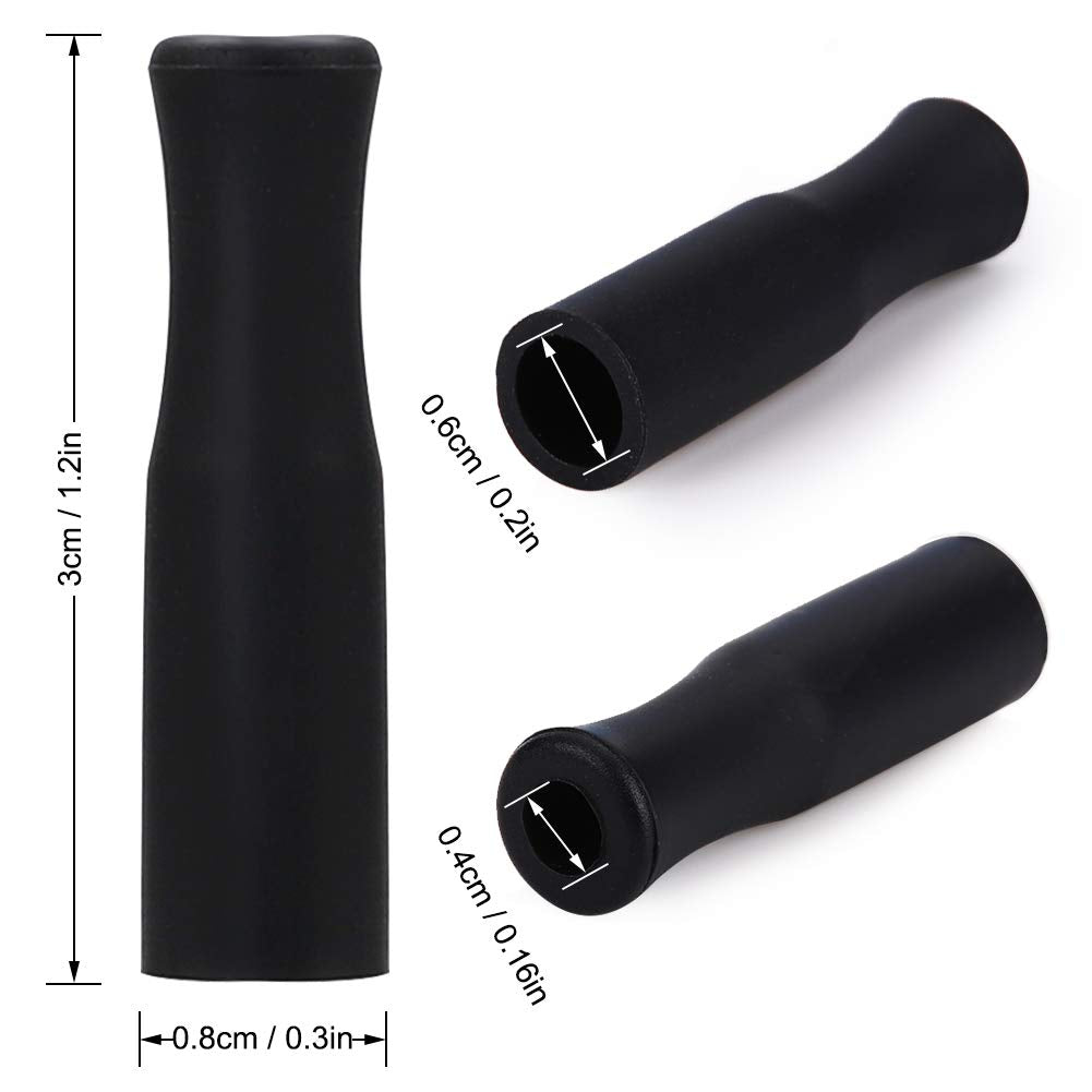 22Pcs Reusable Straws Tips, Silicone Straw Tips, Black Food Grade Straws Tips Covers Only Fit For 1/4 Inch Wide(6Mm Out Diameter