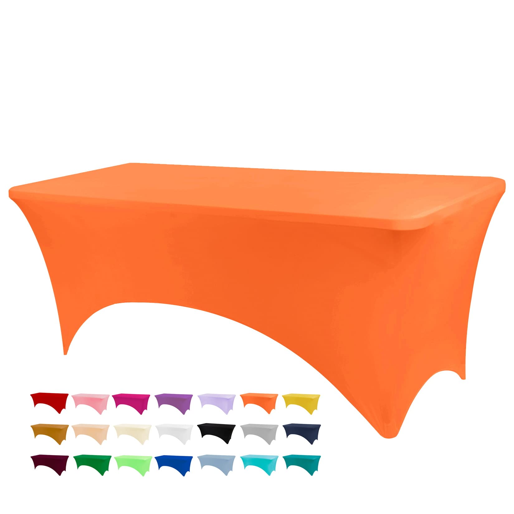 Bddc Table Covers For 6 Foot Tables, Spandex Table Covers 6Ft, Orange Table Cloths Rectangle 6Ft For Events, Wedding, Banquets &