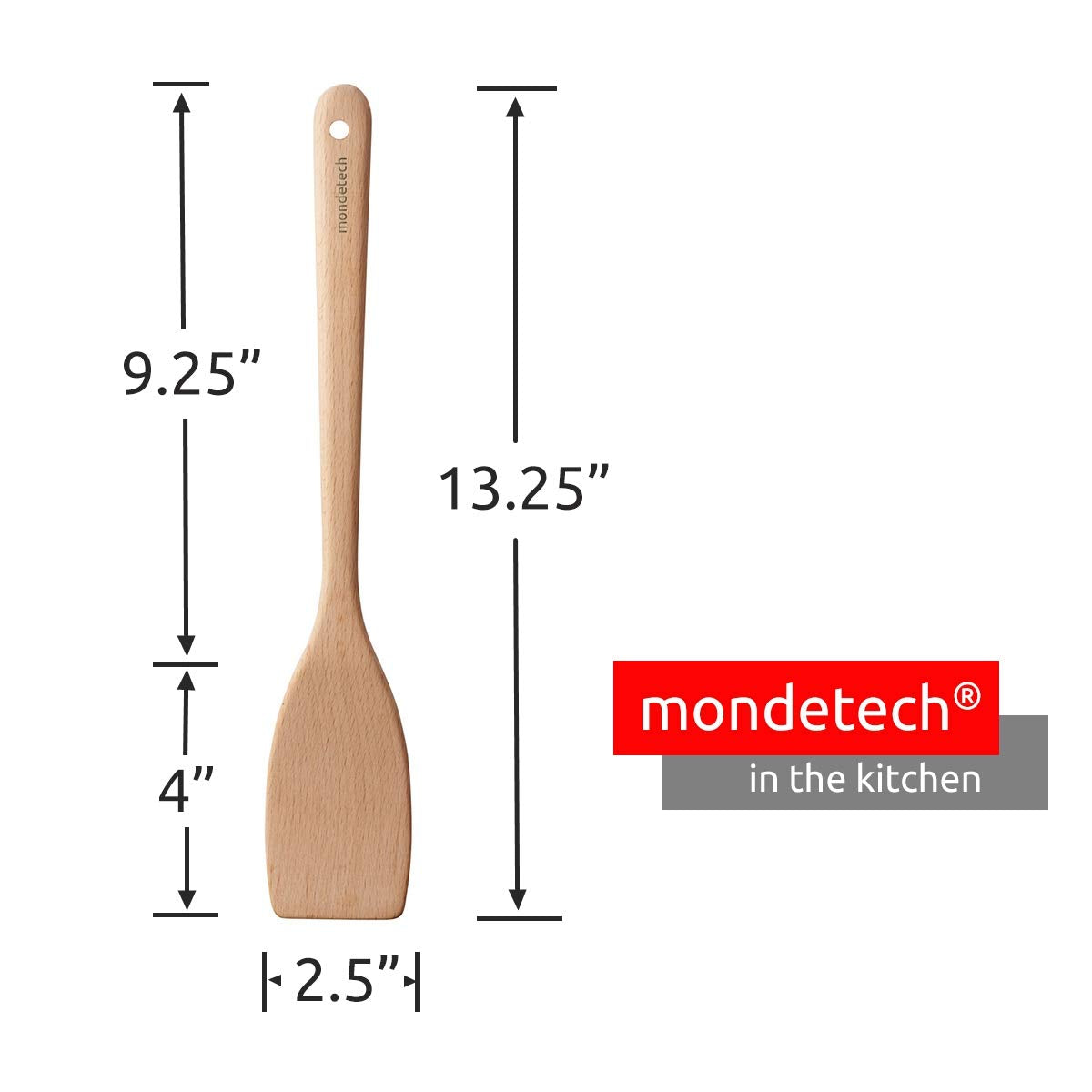 Mondetech Pure Natural Beech Wooden Spatula Turner For Nonstick Cookware