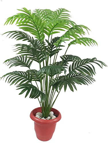 Bk Mart Polyester Natural Looking 18 Leaves Areca Palm | Ornamental Plant For Interior | Indoor Tropical Plant For Home/Shop/Off