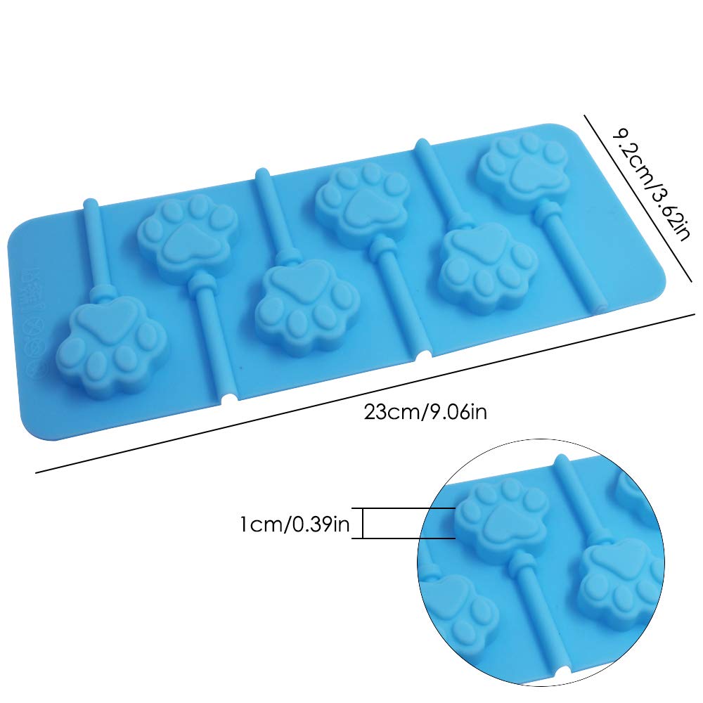 3 Pcs 6-Cavity Paw Lollipop Molds,Sonku Silicone Paw Mold Chocolate Hard Candy Jelly Fondant Mold With 18 Pcs Sucker Sticks-Pink