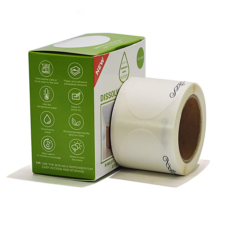 L Liked White Dissolvable Label, Disposable Canning Labels, 1 12 X 2 12 (Roll Of 120) (1 Rolls)
