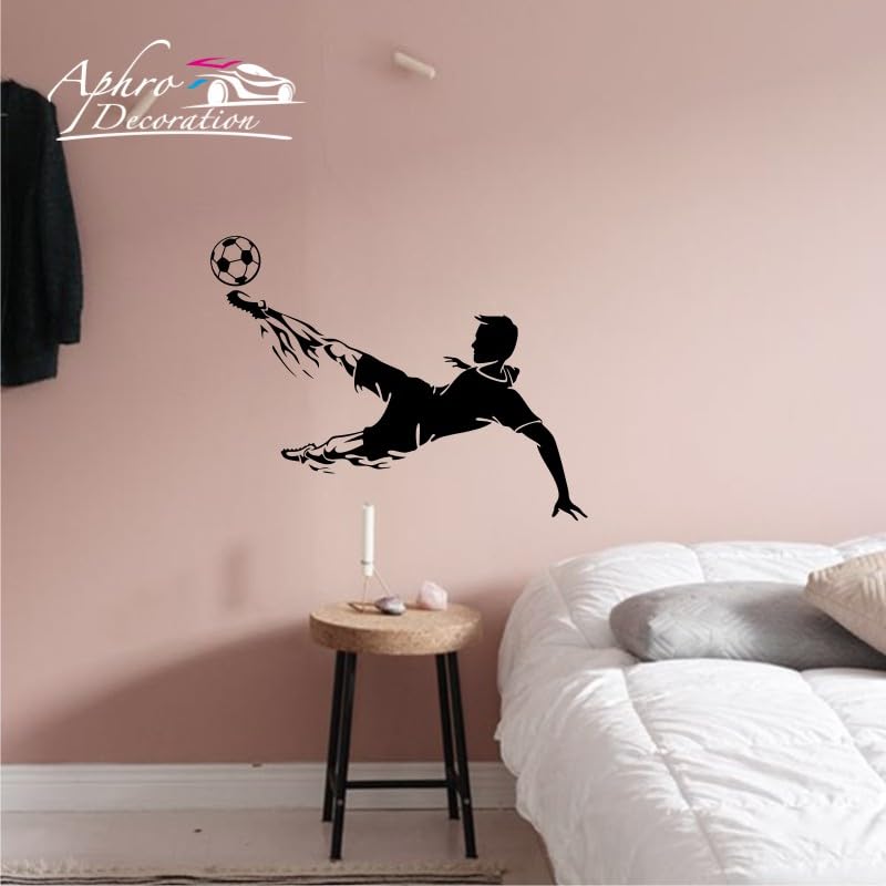 Gadgets Wrap Wall Decal Vinyl Sticker Soccer Player Ball Team Game Football Black For Office Home Wall Decoration