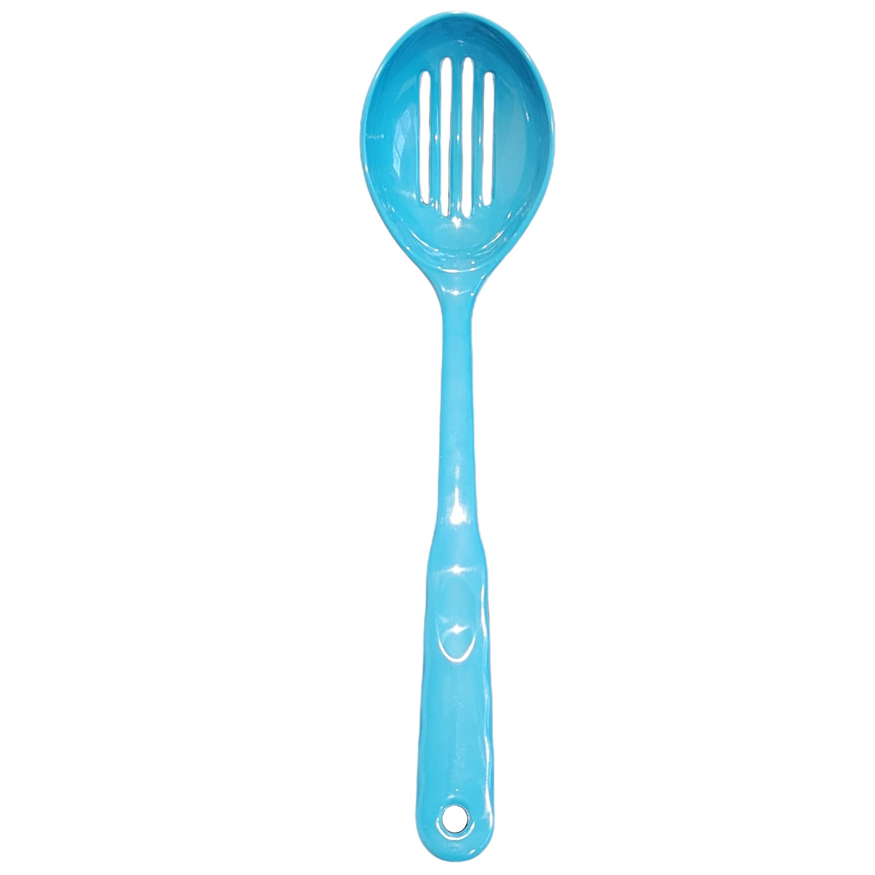 Handy Housewares 12.5'' Long Handled Colorful Melamine Slotted Serving Spoon (Blue, 1 Pack)