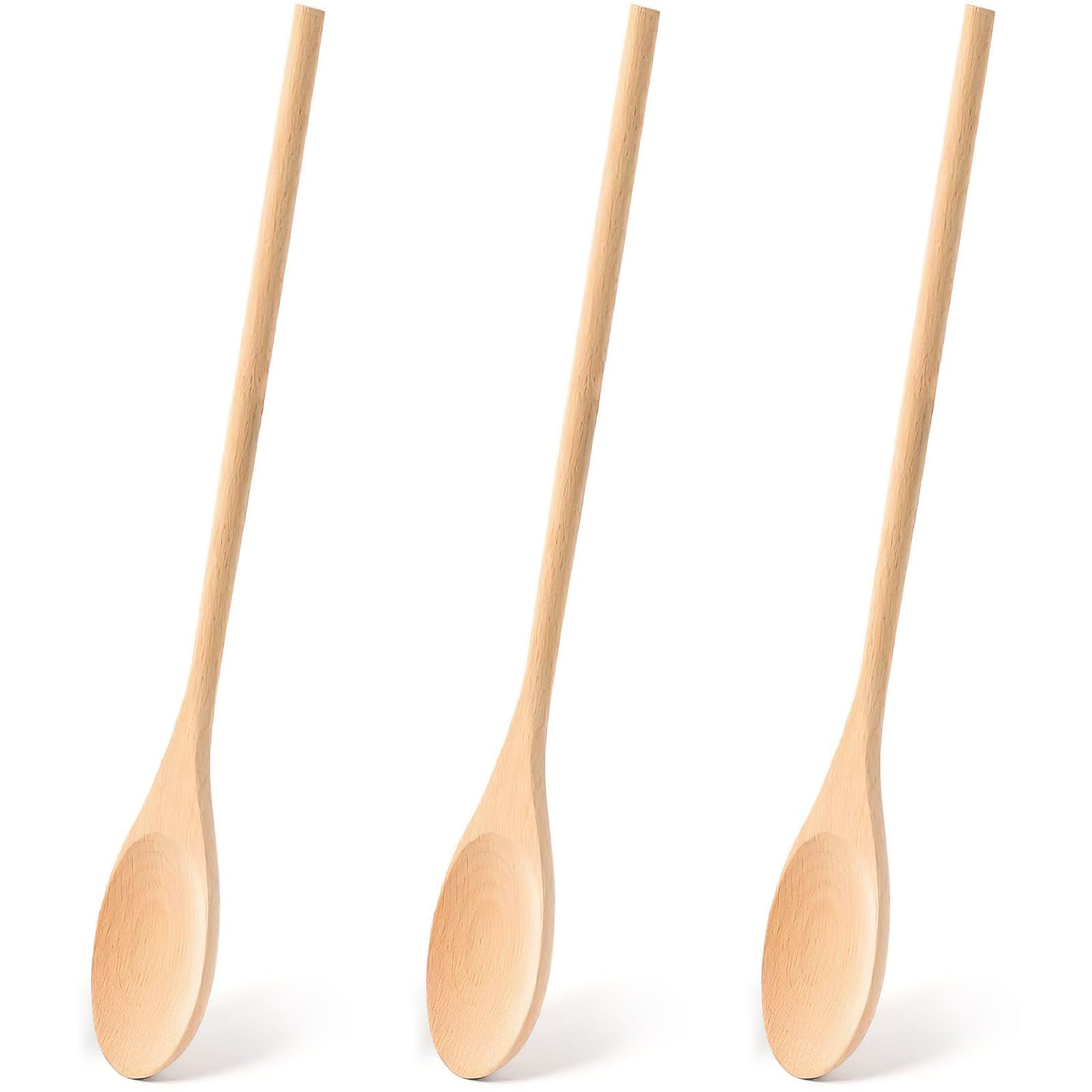 HANSGO 3PCS Wooden Spoons for Cooking, 12 Inch Long Handle Mixing Spoons for Baking, Tasting, Stirring Food, Hot Soups, Large Wo