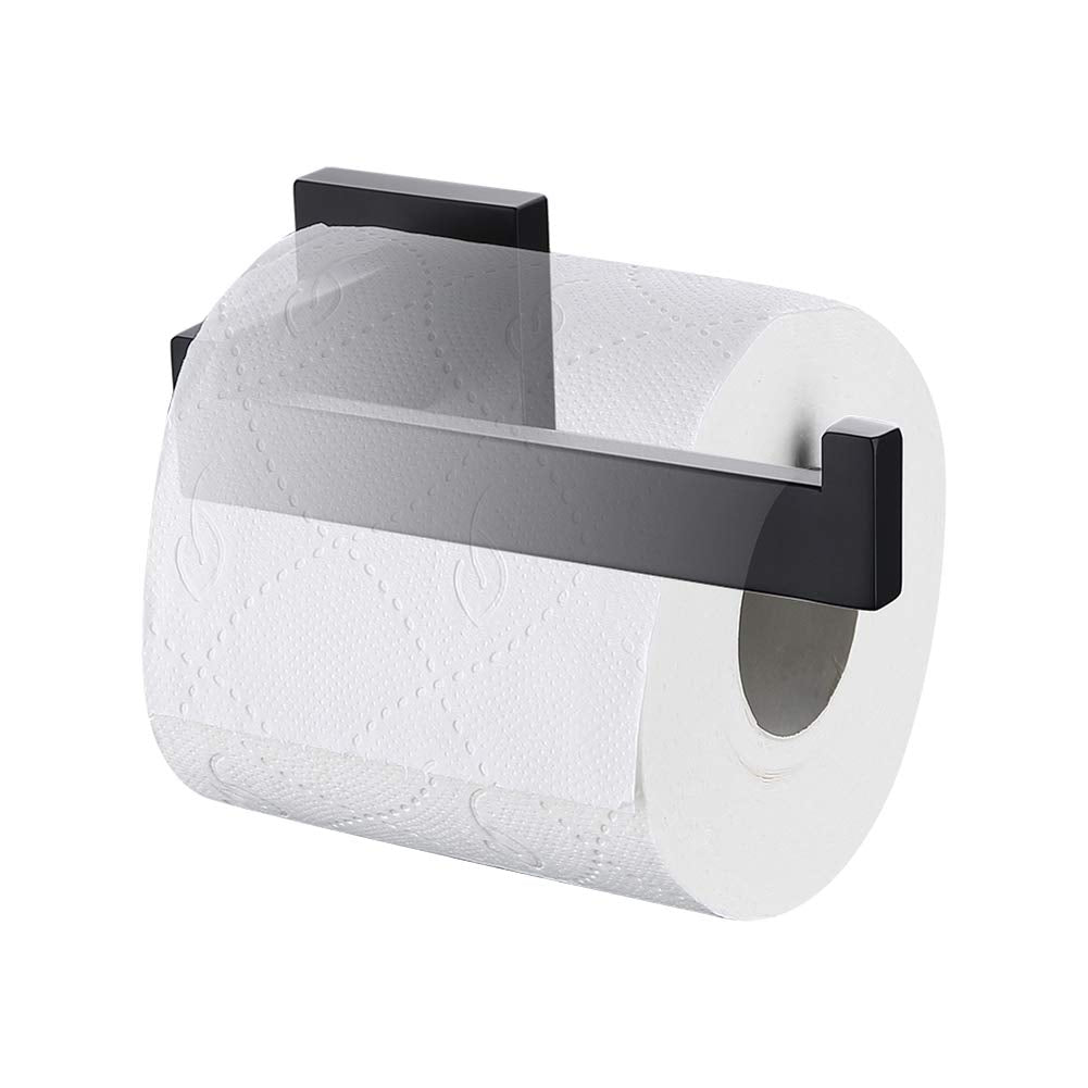 TASTOS Toilet Paper Holder Matte Black  Toilet Tissue Roll Holders Dispenser and Hangers Wall Mounted for Bathroom & Kitchen  Stainless Steel Modern Square Style