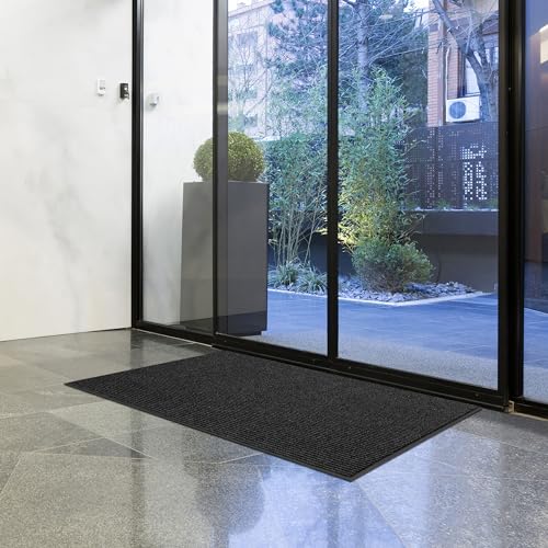 Apache Mills Rib Commercial Carpeted Indoor And Outdoor Floor Mat, Pepper, 4-Feet By 6-Feet