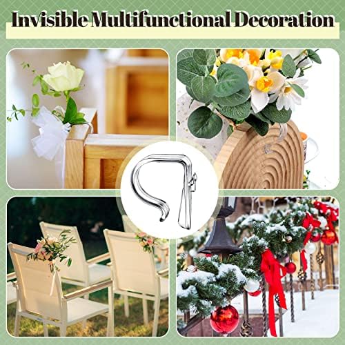 Chunful 24 Packs Clear Church Pew Clips for Weddings Heavy Duty Plastic Pew Hooks Decorations Church Bench Bow Holders for Aisle