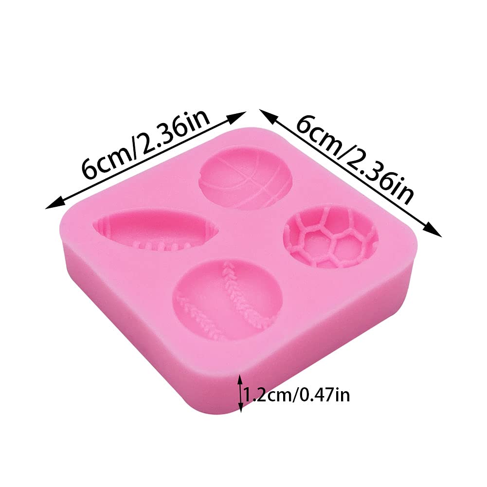 6 Pcs 4-Cavity Sports Ball Theme Cake Decoration Silicone Molds Football Basketball Baseball Rugby Silicone Molds, For Diy Choco