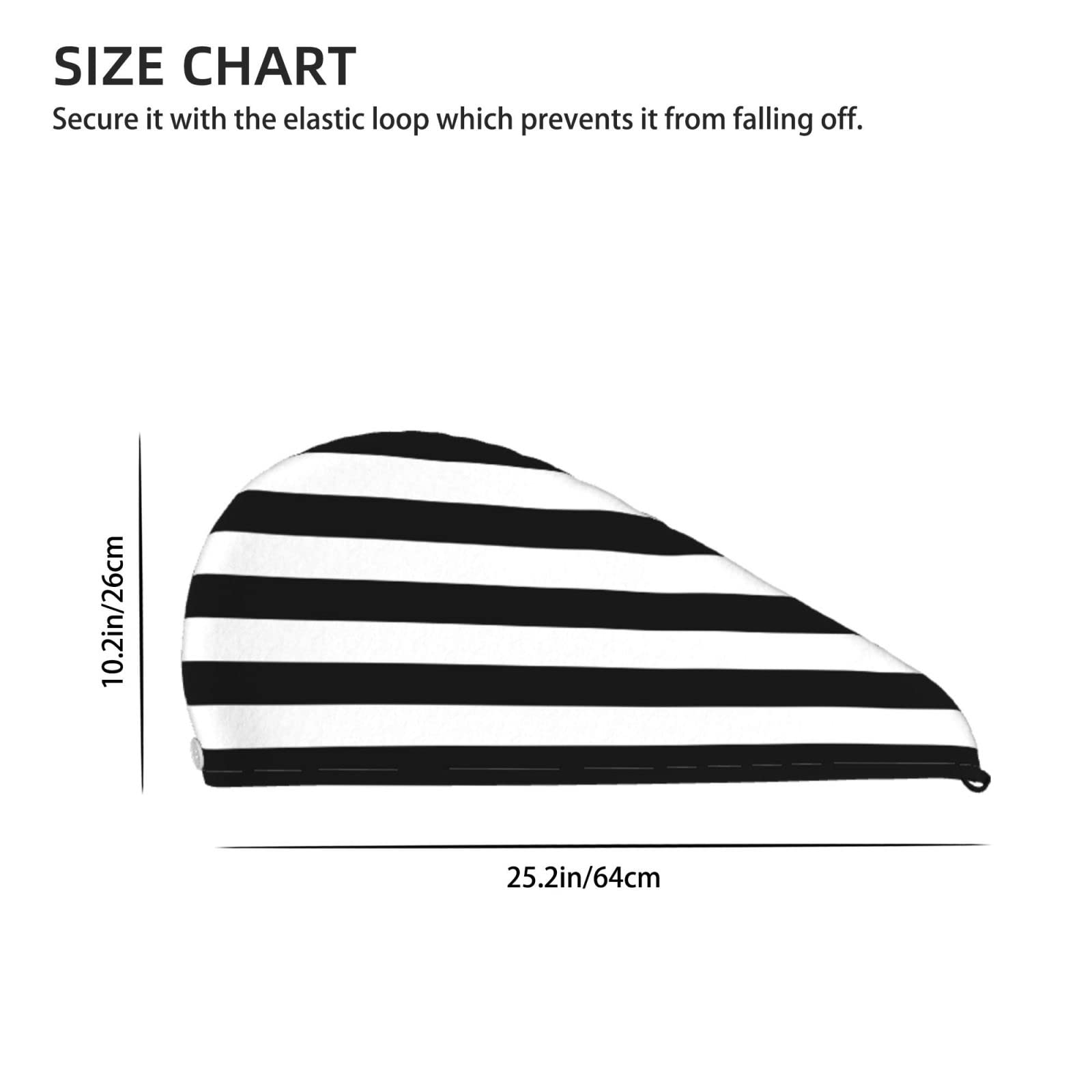 famliihw Black and White Stripe Hair Towel Wrap Microfiber Fast Drying Hair Turban with Buttons for Women Men Drying Curly, Long