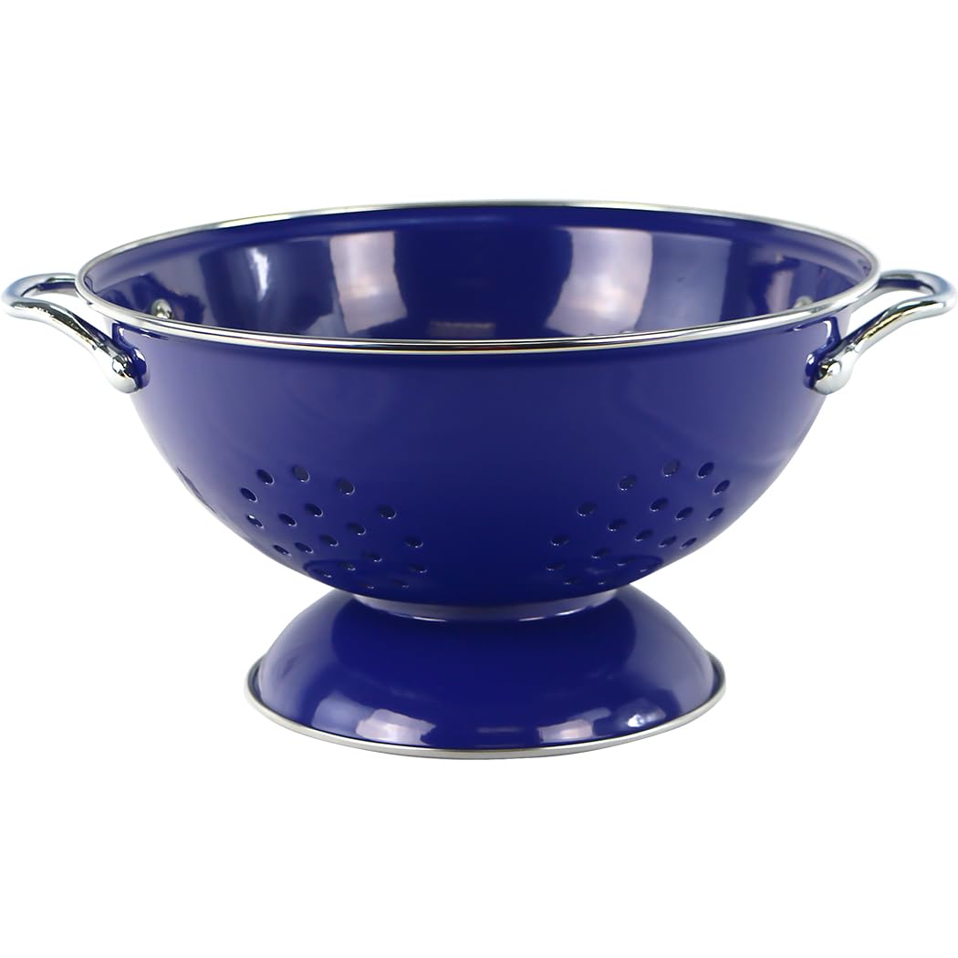 Reston Lloyd, 3 Quart Powder Coated Steel Kitchen Strainer Basket for draining Pasta, Vegetable and Fruit, Chrome Handles and Wi