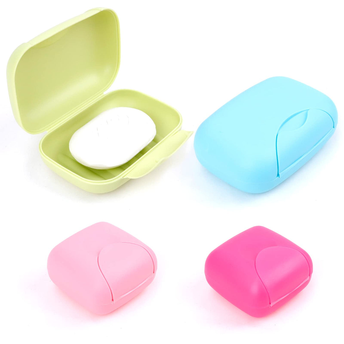 Reton 4 Pcs Travel Soap Container, Portable Soap Holder Dish, Plastic Shampoo Bar Box Case For Bathroom, Shower, Camping, Gym, O