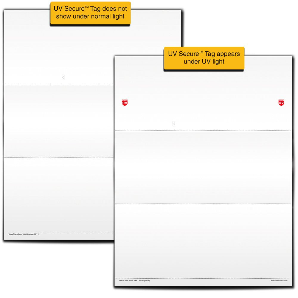Valuechex Uv Secure Check Paper- Blank Check Stock - Business Check On Top, Canvas, 55 Count
