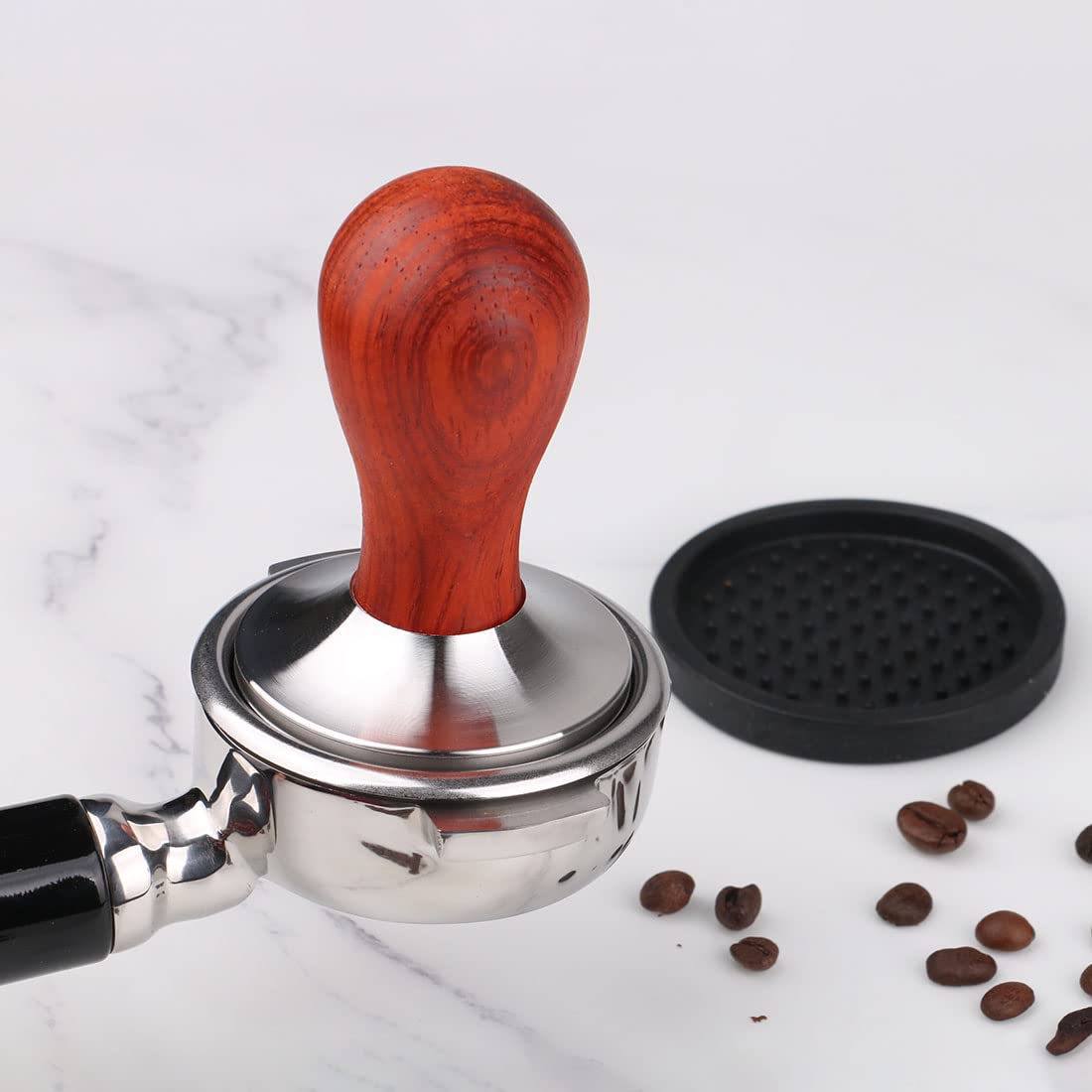 Omgogo Coffee Tamper 53Mm Stainless Steel Barista Espresso Base Coffee Bean Press With Mat Tamper With 304 Stainless Steel Base