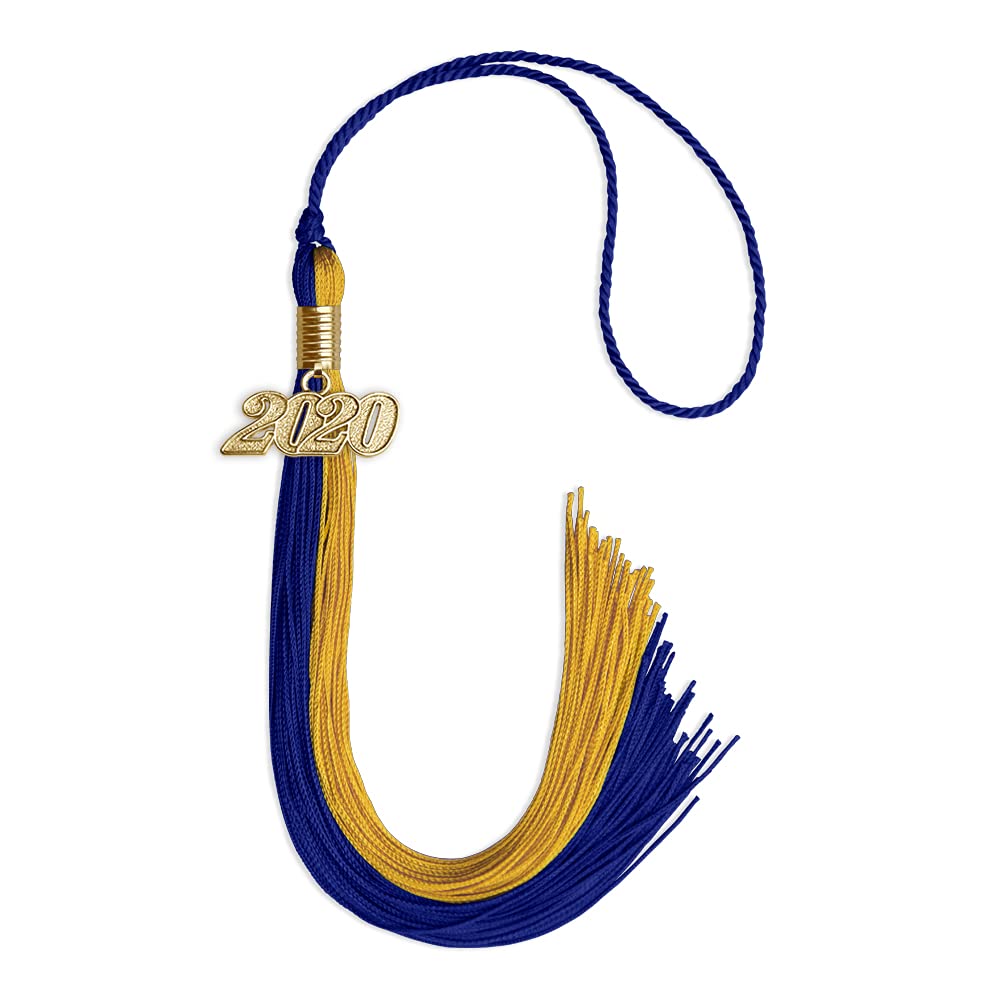 Endea Graduation Double Color Tassel with Gold Date Drop (Royal Blue/Bright Gold, 2020)