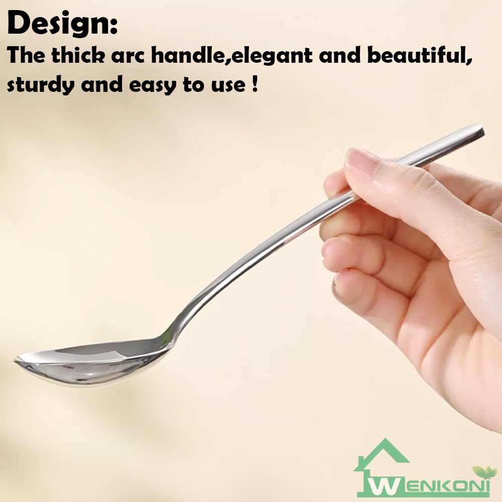 Wenkoni Soup Spoons, 4-Piece Large Round Spoons,7.8 Inch Sus 304 Stainless Steel Bouillion Spoons