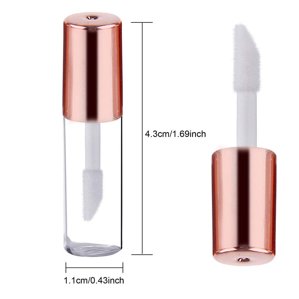 12Pcs 1.2Ml Rose Gold Lid Mini Clear Empty Refillable Lip Gloss Tubes With Internal Lip Brush Lip Balm Oil Containers Lipstick S