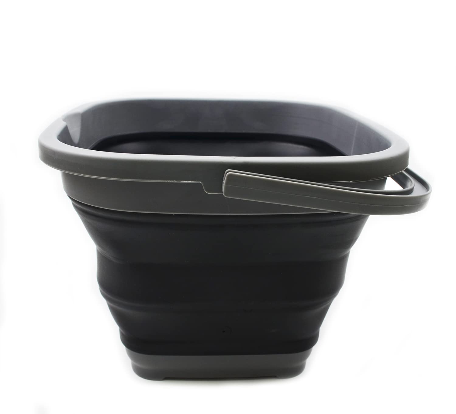 Sammart 10L (2.6 Gallon) Collapsible Rectangular Handy Basket/Bucket (Grey/Black (Set Of 2))