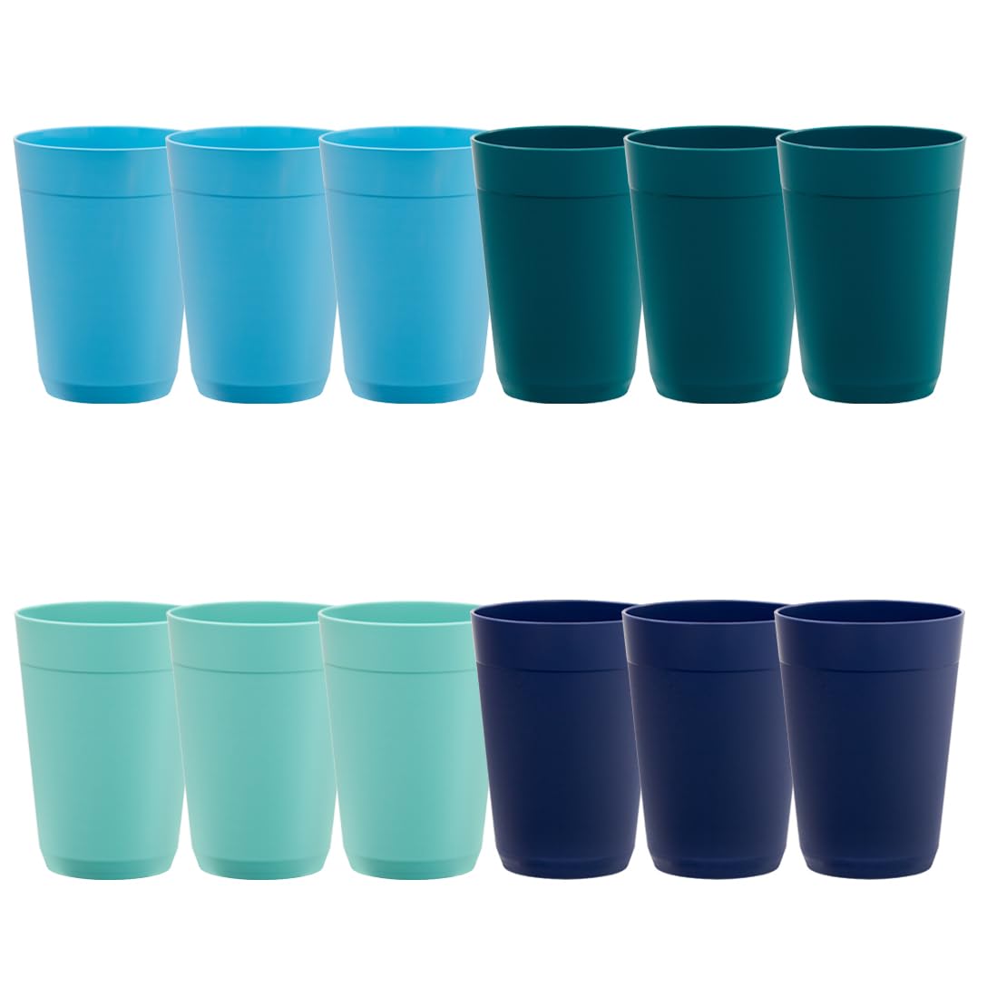 Us Acrylic Newport 10 Ounce Unbreakable Plastic Stackable Juice Tumblers In Coastal Colors | Set Of 12 Drinking Cups | Reusable,