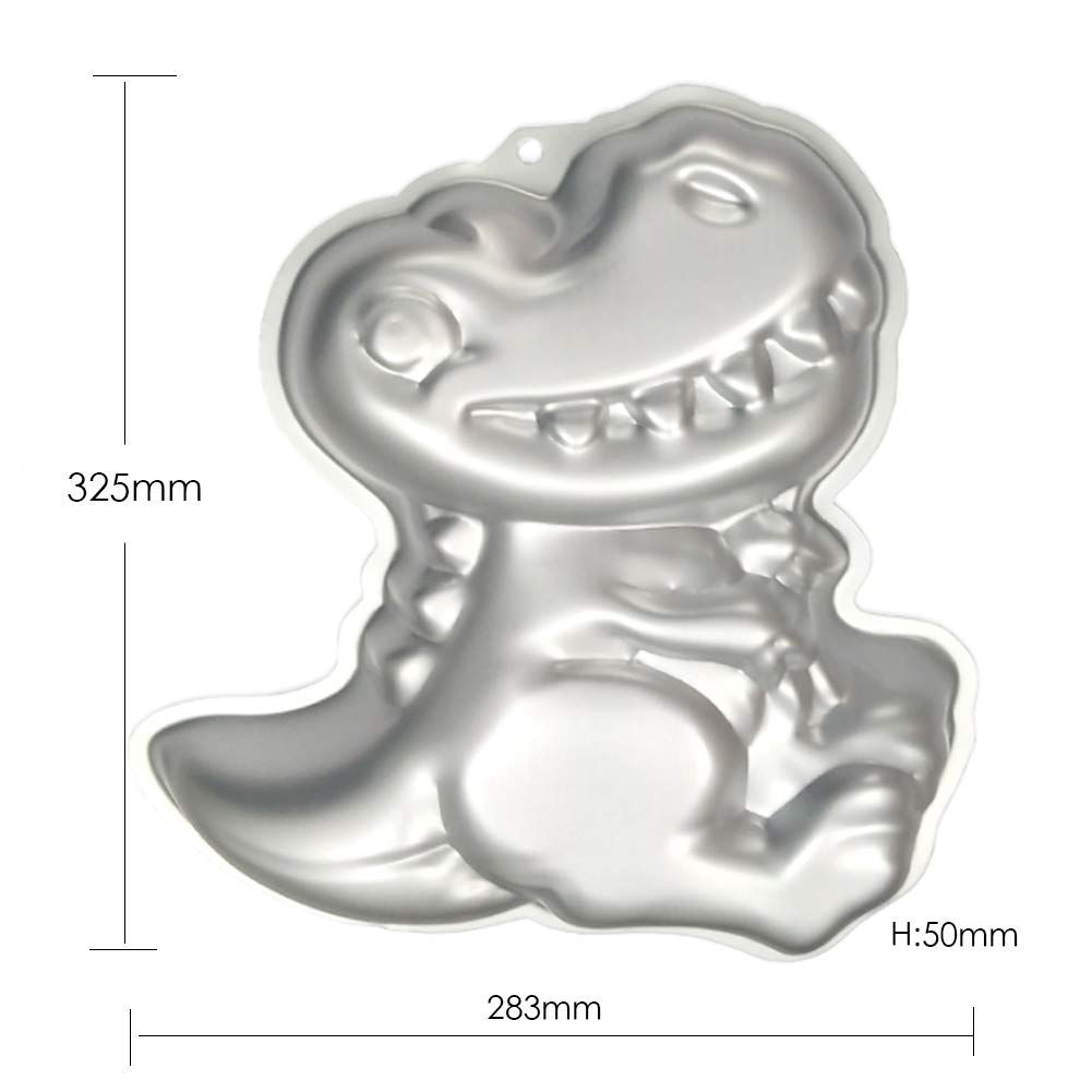 Tinleja Dinosaur Shape Cake Pan, Cake Decorator Preferred Dinosaur Shaped Aluminum 3D Birthday Party Cake Pan, Cake Decorating M