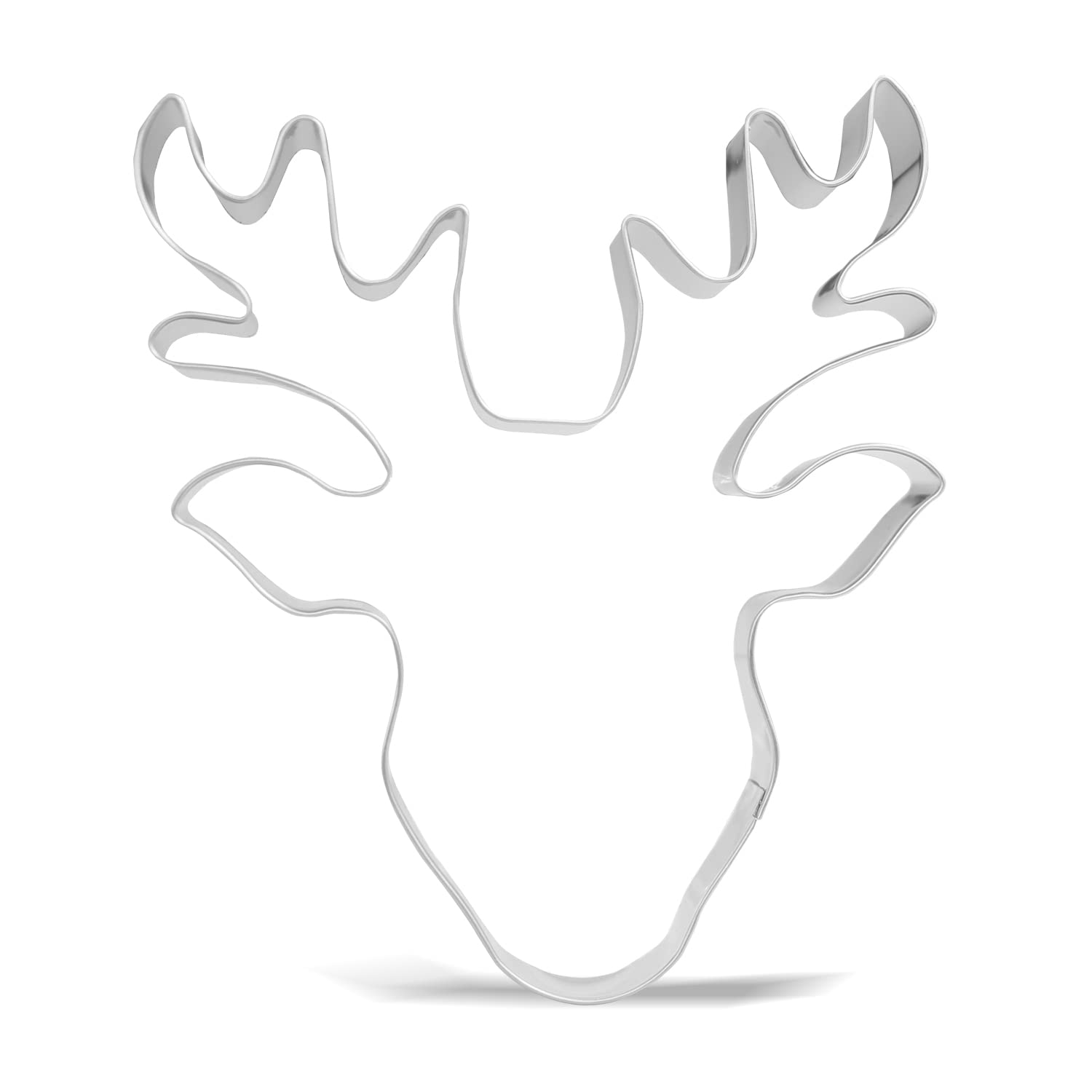 5 Inch Large Christmas Reindeer Face Cookie Cutter - Stainless Steel