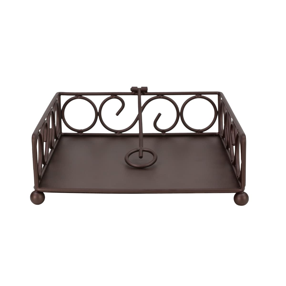 Napkin Holder For Table, By Home Basics (Bronze) | Napkin Holders For Kitchen | Scroll Design Table Napkin Holder With Stopper M