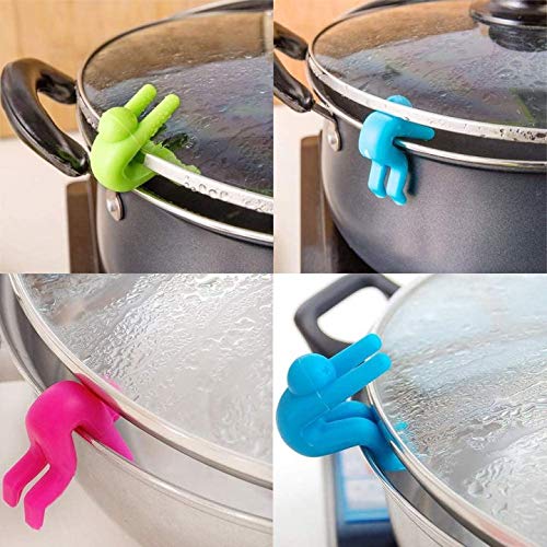 zswell Spill Stopper 4 Pack Silicone Lid Covers - Green and Pink, Large, Kitchen Cooking Tools
