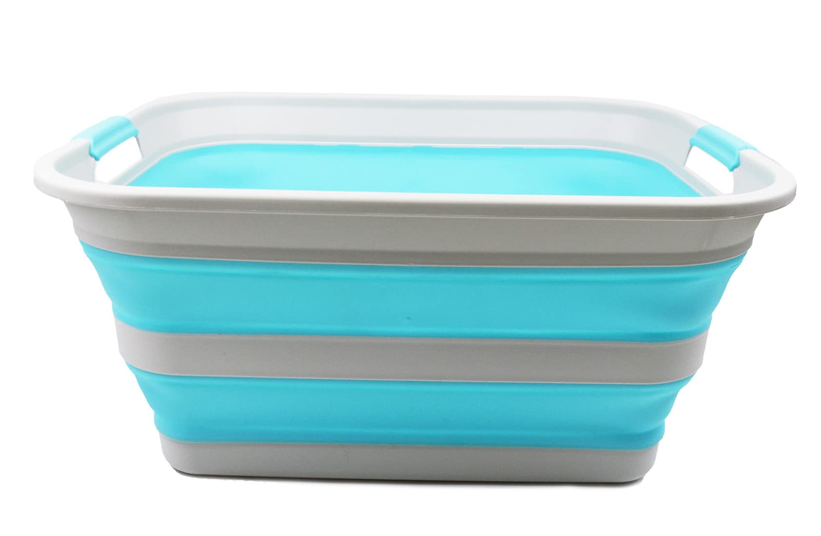 Sammart 42L Collapsible Plastic Laundry Basket - Foldable Pop Up Storage Containerorganizer - Portable Washing Tub - Space Savin