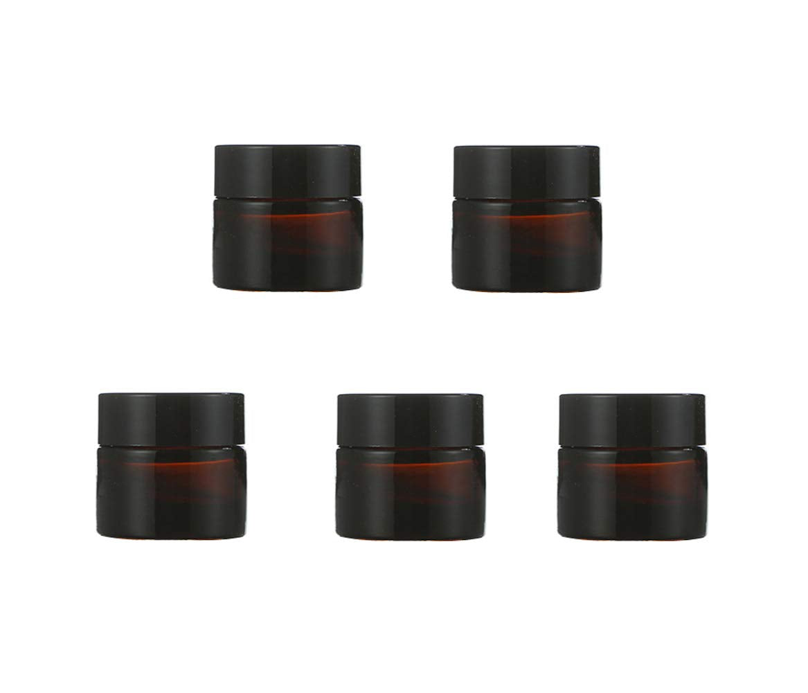 5Pcs 10Ml 0.35Oz Travel Size Empty Refillable Amber Glass Cosmetic Containers Round Sample Jars Pot Vial Bottle With Inner Liner