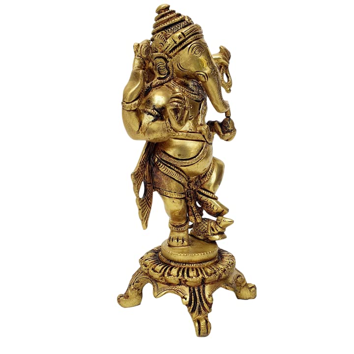 Mohan Jodero Brass Elegant Lord Dancing Ganesha Ganpati Golden Finished