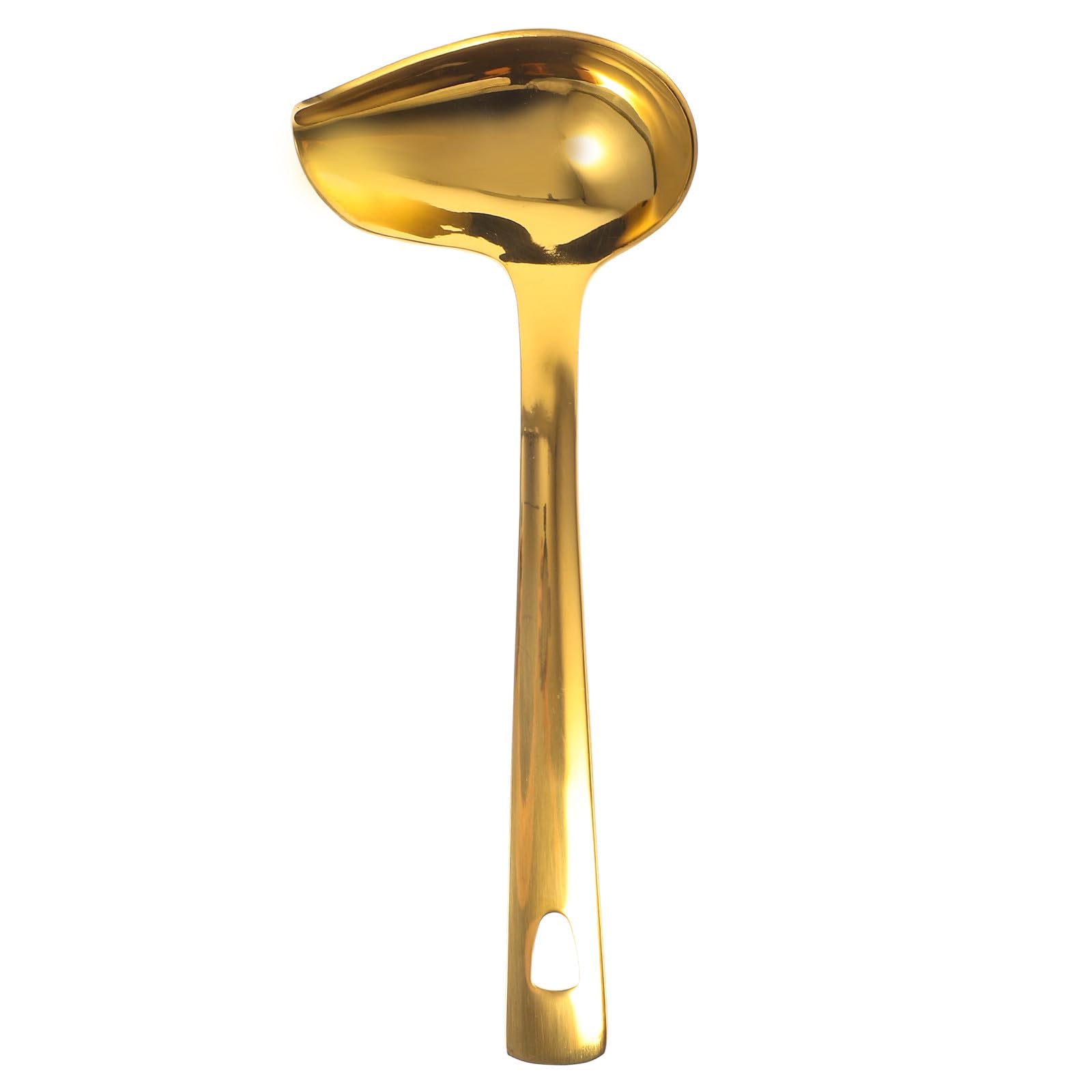 BESTOYARD Stainless Steel Gravy Spoon 304 Sauce Ladle with Steel Handle for Kitchen Cooking and Serving, Gold Finish, 1pcs Suita