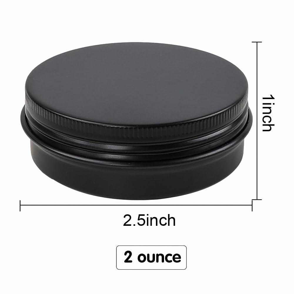 Moretoes 36 Pack Tins, 2 Oz Metal Round Balm Tins, Black Tins Aluminum Cans, Empty Containers With Screw Lids For Salve, Spices