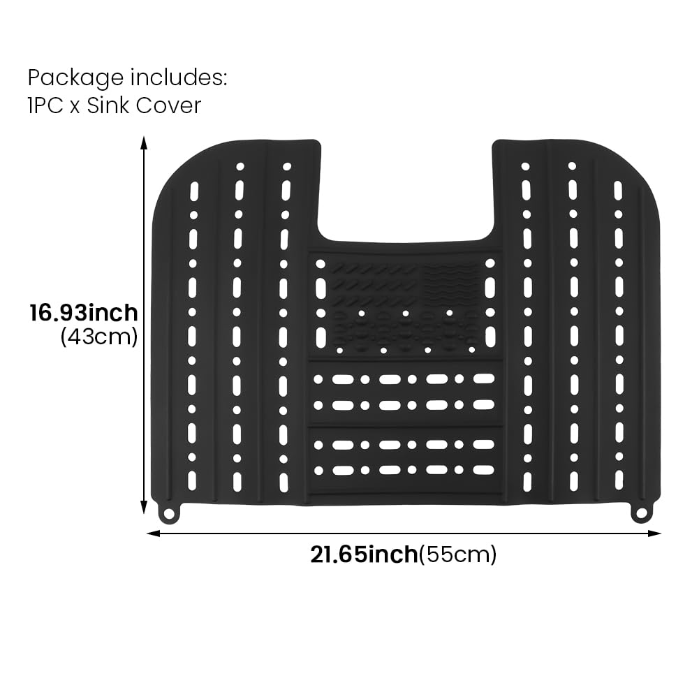 PUXING Foldable Bathroom Sink Top Cover - Heat Resistant Silicone Mat & Makeup Mat (White)