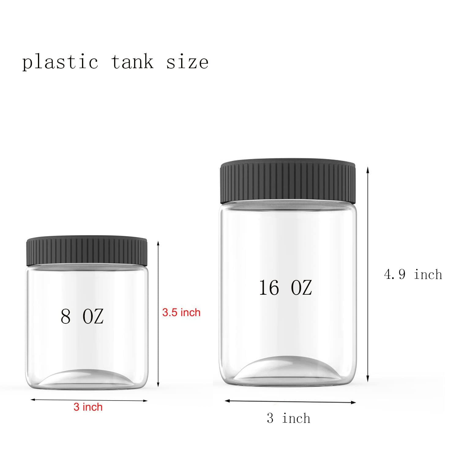 Xinglian 16 Oz Clear Plastic Jars With Black Lids Refillable Kitchen Storage Containers For Dry Food, Coffee, Nuts And More, 6 P