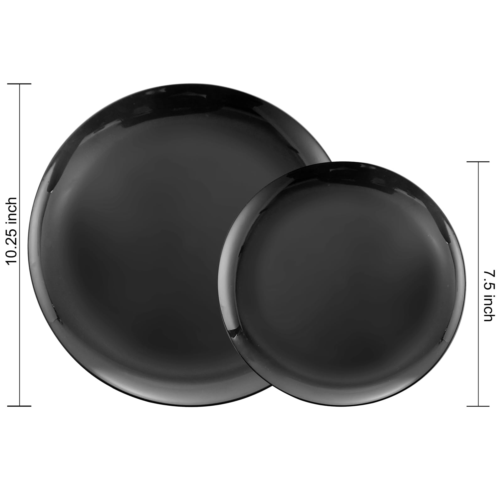 Pulote 100Pcs Black Plates Disposable - Premium Heavy Duty Black Plastic Plates - Include 50 Black Dinner Plates 10.25 Inch, 50