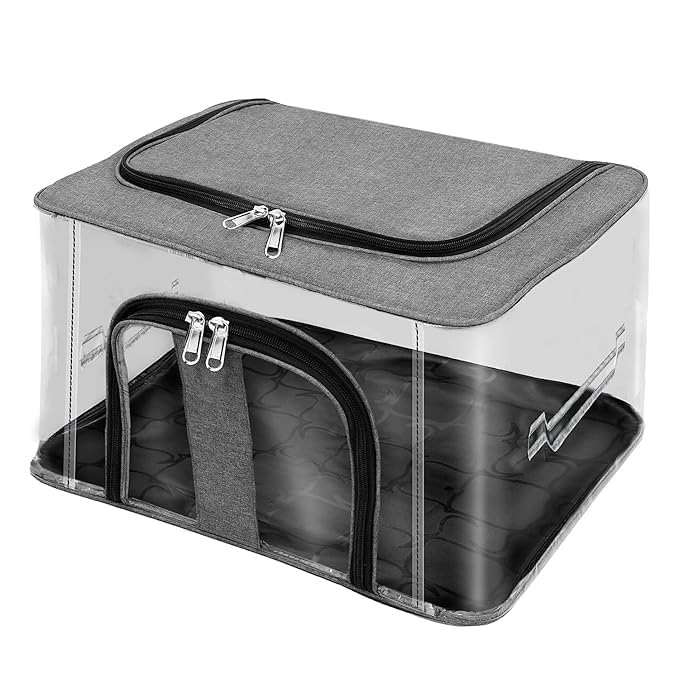 Luteti Underbed Storage Box, 33 L Nylon Pvc Transparent Moisture Proof Storage Box For Clothes Closet Wardrobe Organizer For Clo