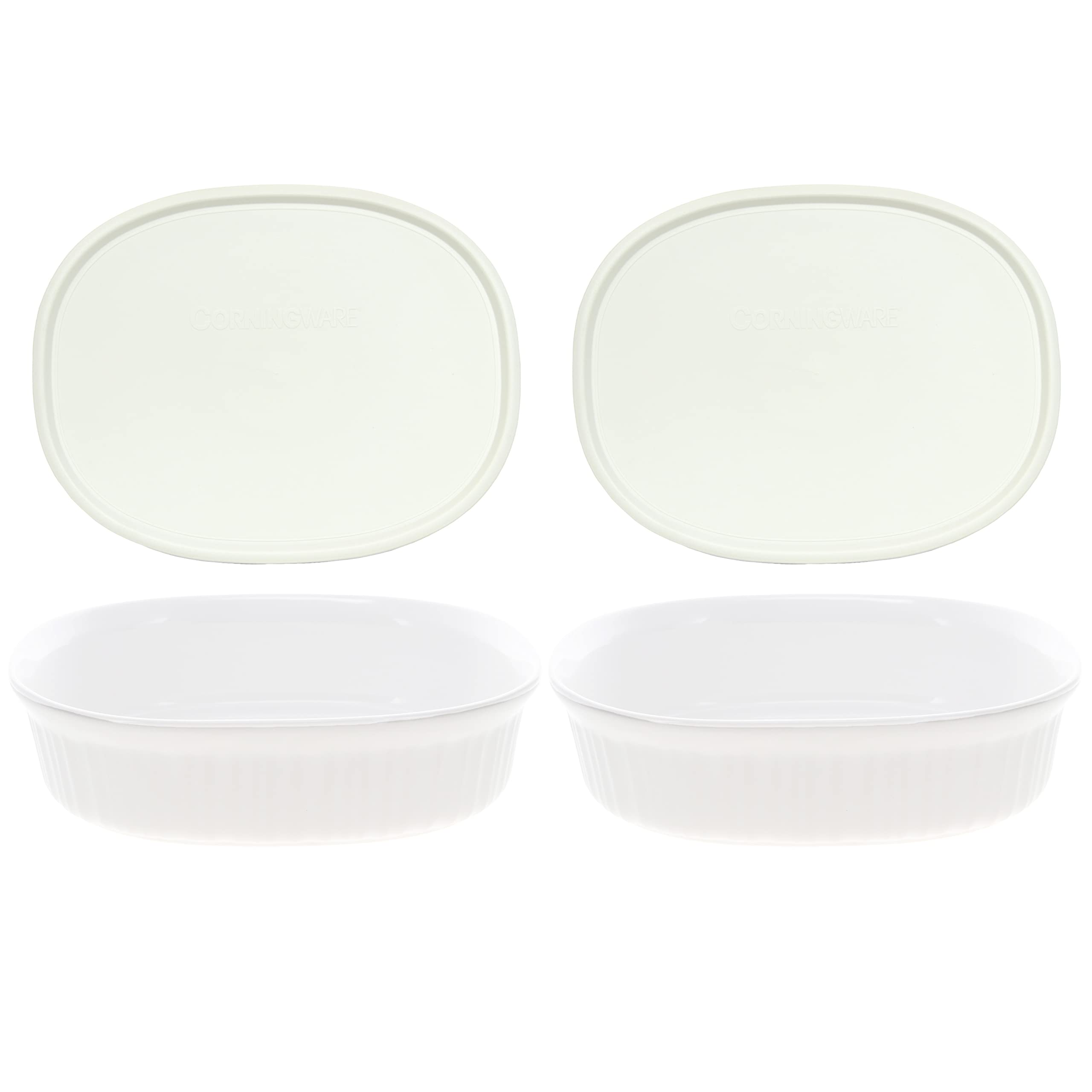 CorningWare FS5 1.4L French White Casserole Dish with F5PC Lids (2 Pack)