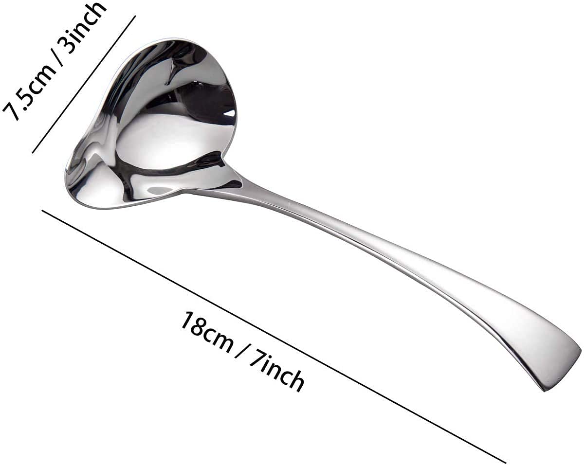 Imeea Small Sauce Ladle With Pouring Spout 18/10 Stainless Steel Sauce Drizzle Spoon, 7Inch