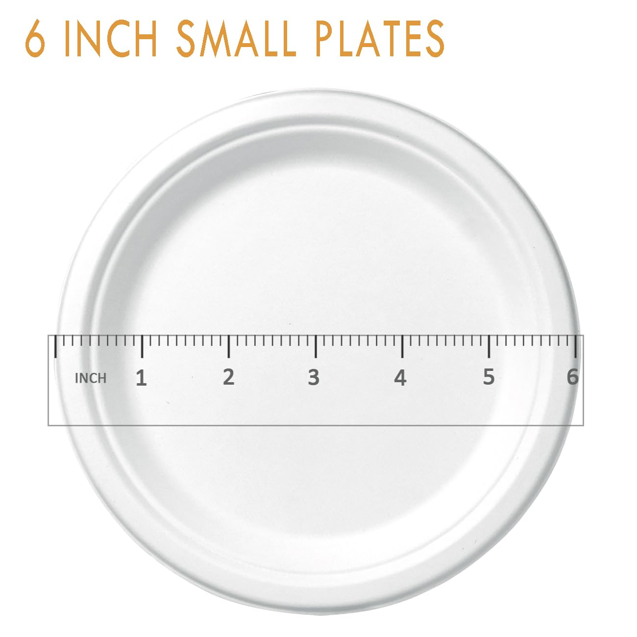 Cantagreen 6 Inch Small Compostable Dessert Plates,100 Count Heavyduty Sugarcane/Bagasse And Bamboo Fibre Biodegradable Disposab