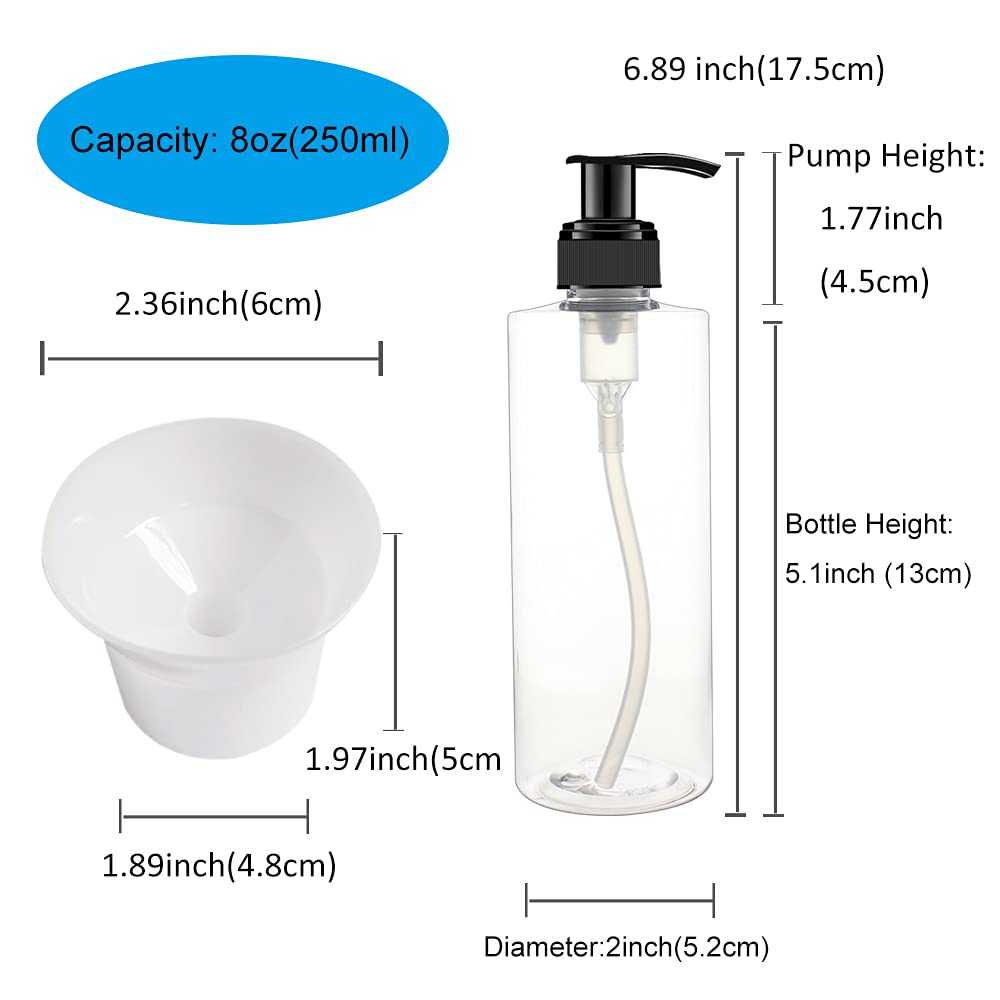 BPFY 12 Pack 8 oz Plastic Pump Dispenser Bottles for Massage Oil  Shampoo  Lotions  Body Wash Pump Bottles  Cream Refillable Containers with Pump  2 Funnel  18 Chalk Labels