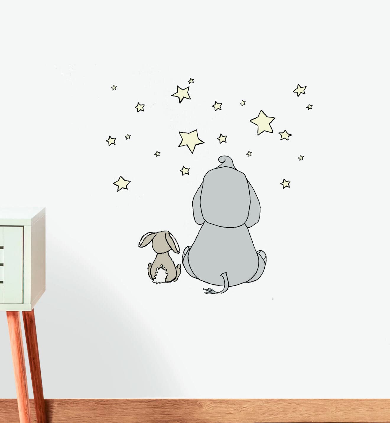 GADGETSWRAP Elephant & Bunny Friends Wall Sticker for Home Office Wall Decoration Vinyl Decal Sticker