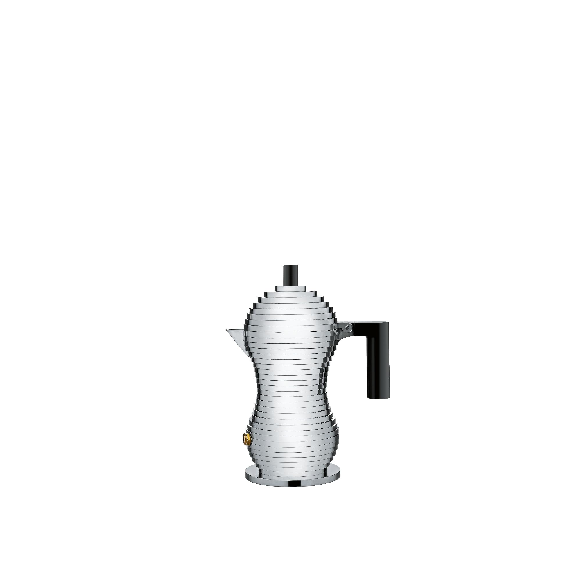 Alessi Mdl02/1 B Pulcina Stove Top Espresso 1 Cup Coffee Maker In Aluminum Casting Handle And Knob In Pa, Black