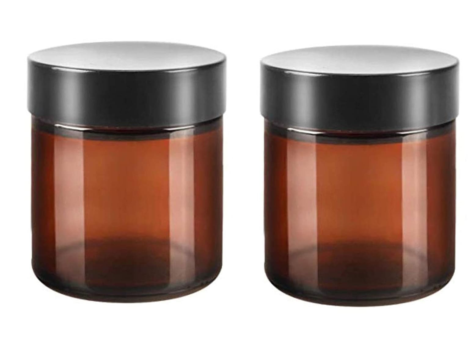 2Pcs 120Ml 4 Oz Large Capacity Empty Refillable Brown Glass Face Cream Storage Packing Jar Pot Bottle With Black Cap For Cosmeti