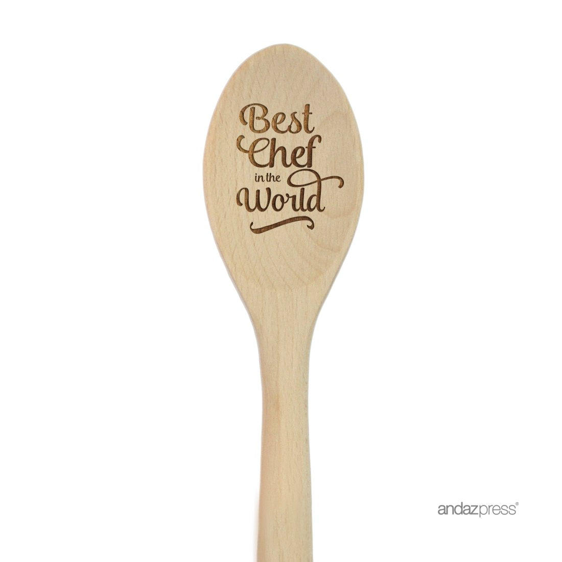 Andaz Press Laser Engraved Wooden Mixing Spoon, 12inch, Chef Mom, 1Pack, Chef Hostess Christmas Mothers Day Sister Girlfriend