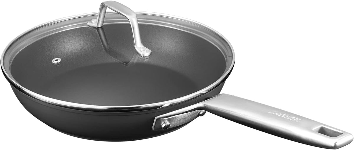 Msmk 9 1/2 Inch Small Egg Pan With Lid, Titanium And Ceramic Nonstick Omelette Pan,Scratch-Resistant, Induction Egg Skillet, Ove