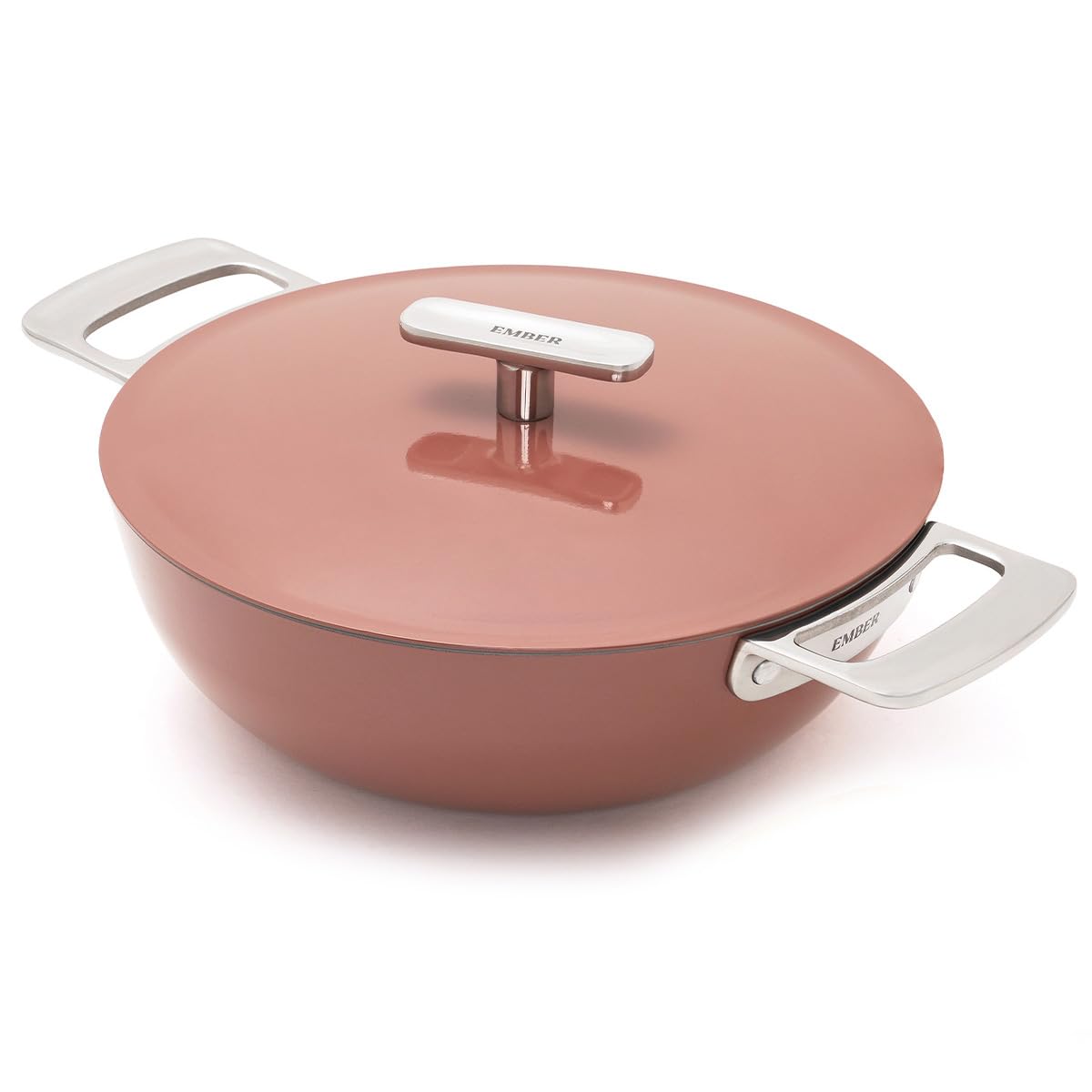 Ember Cookware Arcilla Ceramic Kadai 24Cm | Induction Cookware | 2.6 Litre Non Stick Non Toxic | Metallic Lid | Isi Certified | 