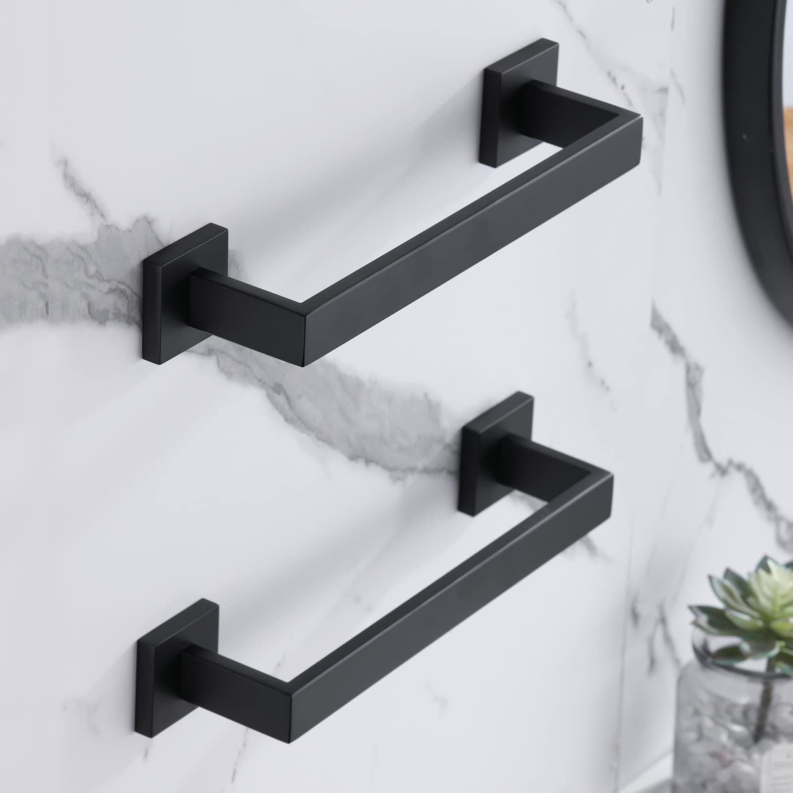 Lanc 12-Inche Bathroom Towel Bars, Matte Black Square Bathroom Towel Racks Hand Towel Holders Total-14 Stainless Steel Wall Moun